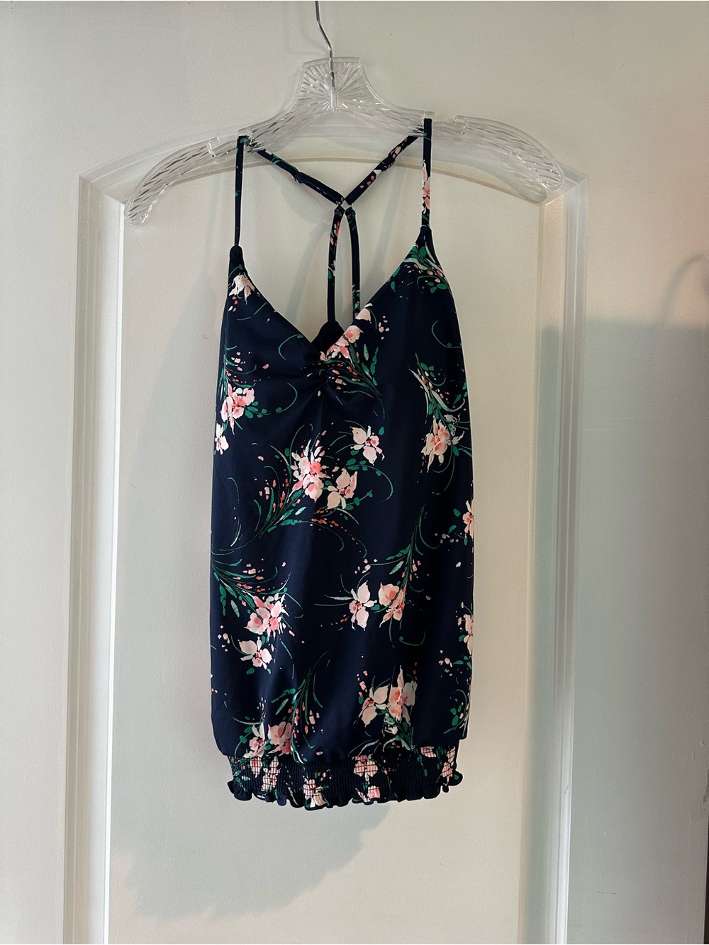 Floral Navy tankini with Adjustable Back Straps